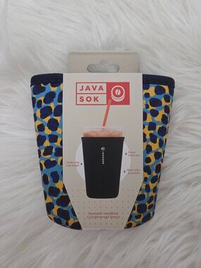Java Sok Blue/Yellow Leopard Print Drink Sleeve